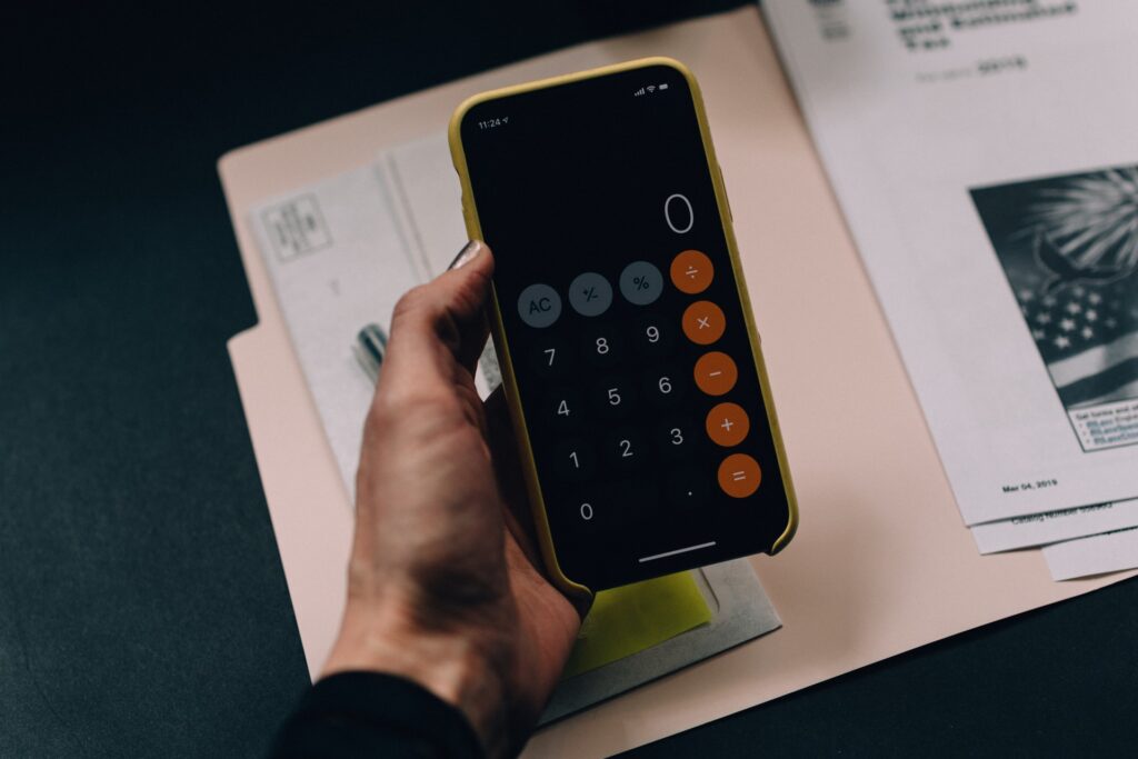 black Android smartphone calculator financing