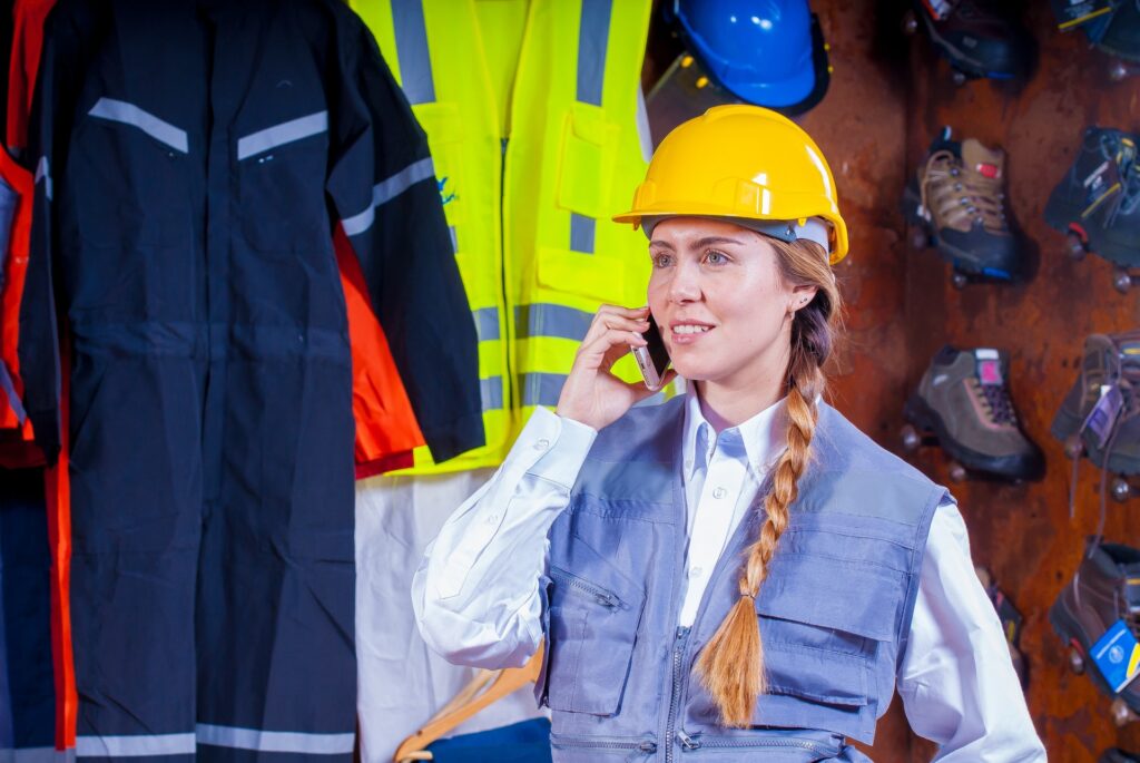woman in gray vest construction worker inspector