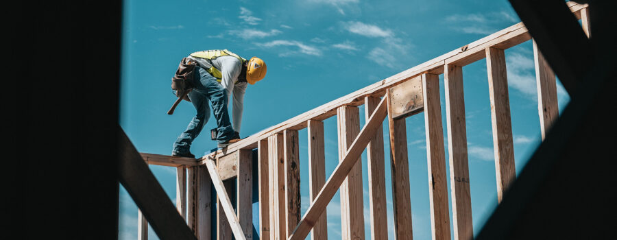 Construction worker building new home