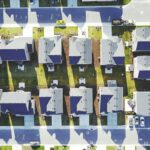 Aerial view of housing development