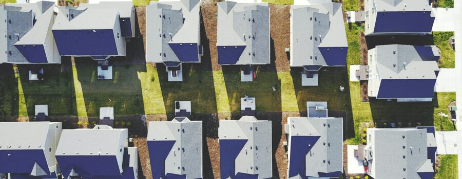 Aerial view of housing development