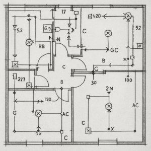 Blueprint of electrical plan