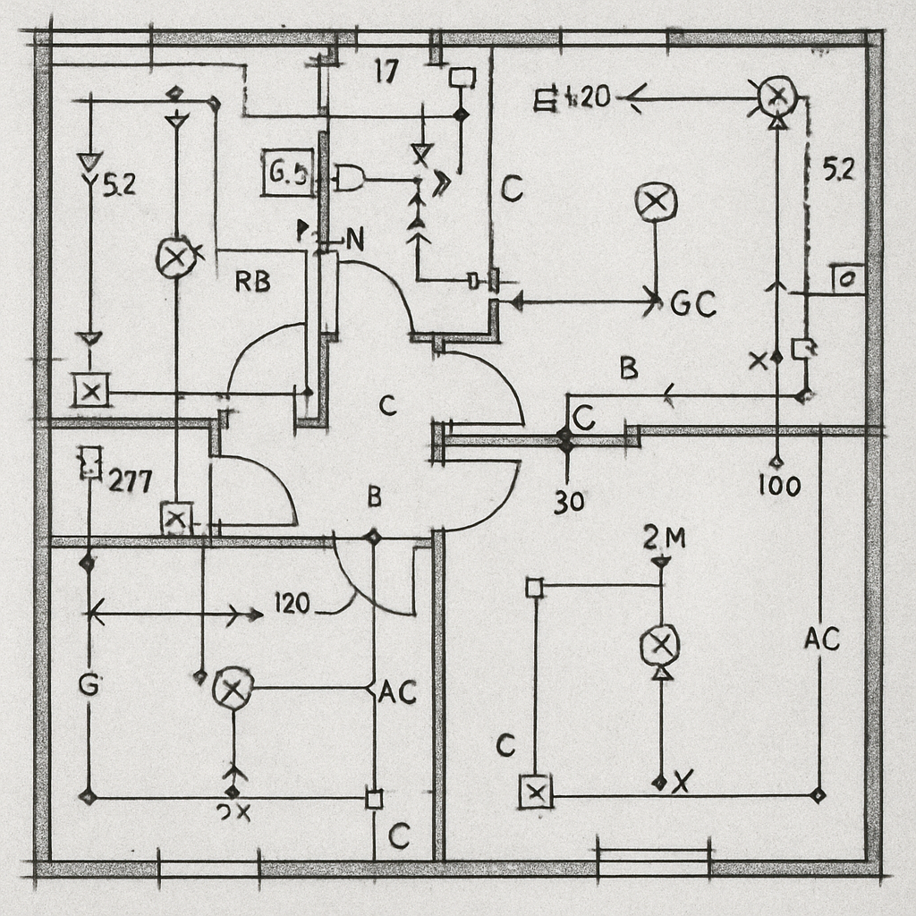 Blueprint of electrical plan