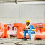 Construction worker resting