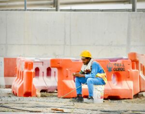 Construction worker resting