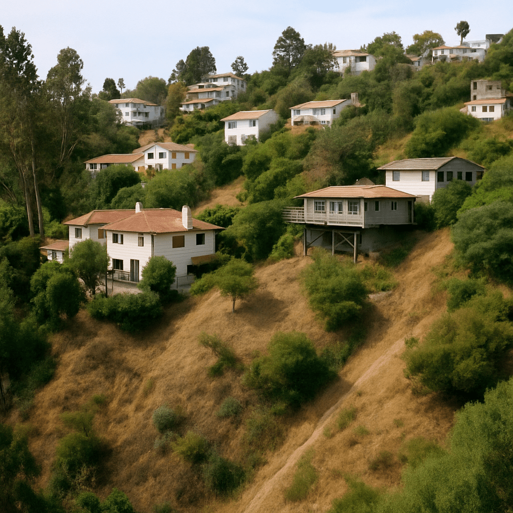Homes built on a hill in Los Angeles