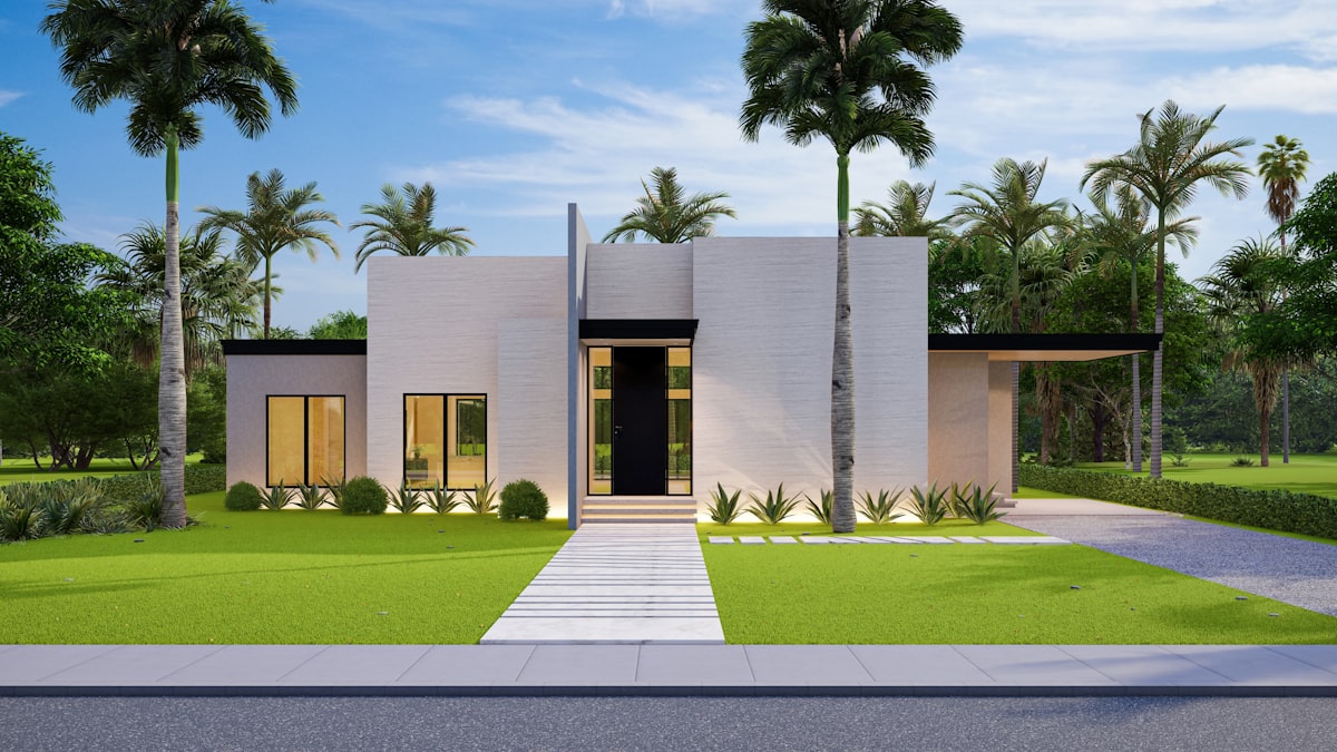Modern California home with palm trees representing small-scale residential development